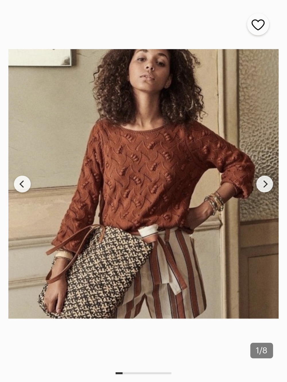 Sezane Yvette Textured Knit Sweater in Rust